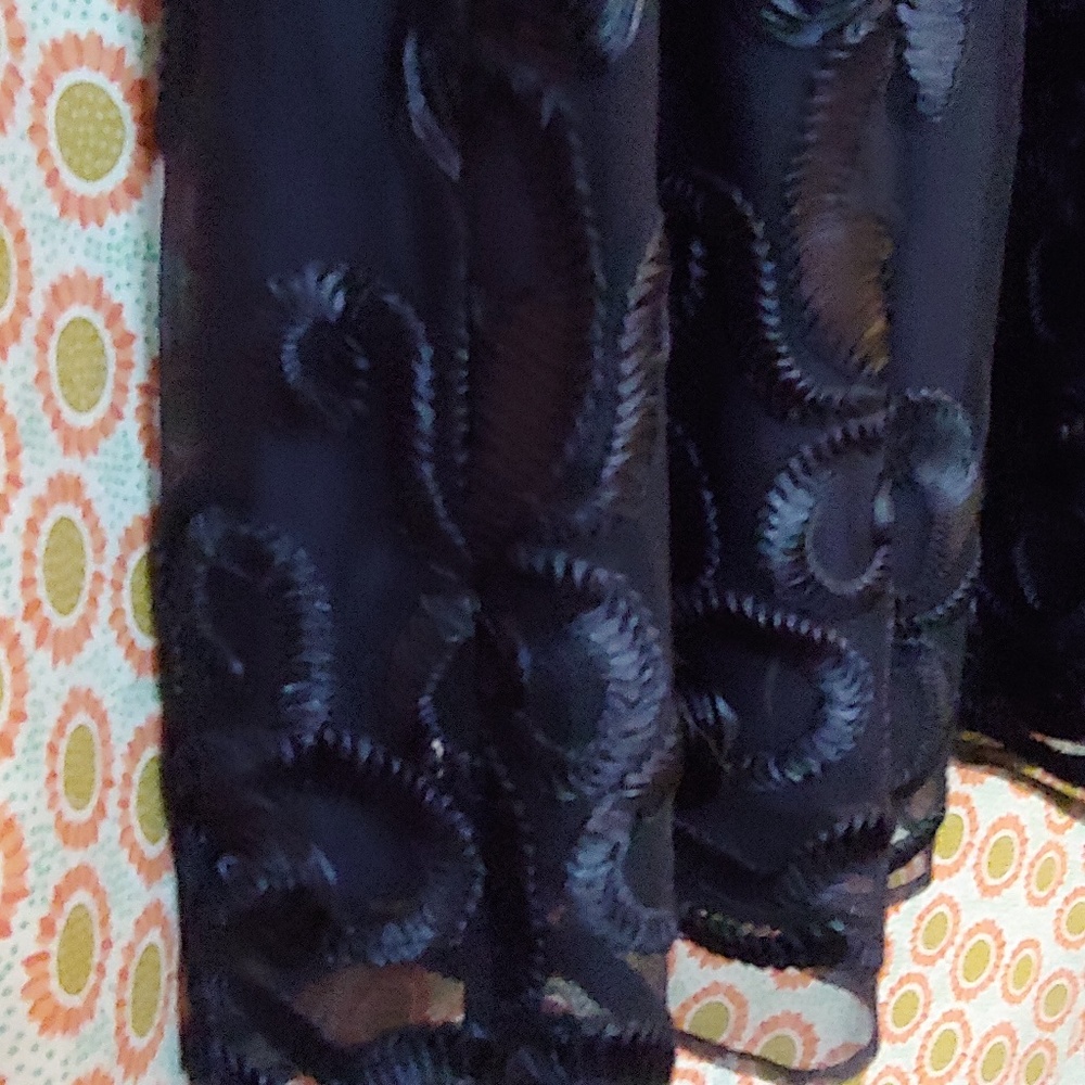 Navy Ribbon Embroidered Evening Skirt